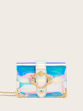 Load image into Gallery viewer, Buckle Detail Iridescent Chain Crossbody Bag