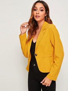 Solid Single Button Blazer