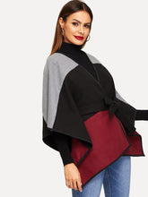 Load image into Gallery viewer, Cut-and-sew Self Belted Cape Coat