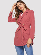 Load image into Gallery viewer, Button Detail Notched Collar Coat