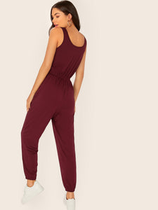 Drawstring Waist Tank Jumpsuit