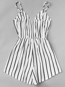 Vertical Striped Cami Romper