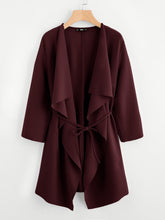 Load image into Gallery viewer, Waterfall Collar Pocket Front Wrap Coat