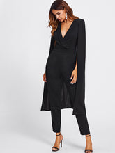 Load image into Gallery viewer, Cape Sleeve Surplice Wrap Tailored Jumpsuit