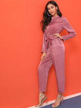 Load image into Gallery viewer, Solid Belted Zip Back Jumpsuit