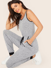 Load image into Gallery viewer, Drawstring Waist Ringer Tank Jumpsuit