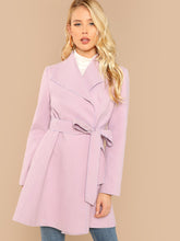 Load image into Gallery viewer, Waterfall Collar Self Belted Coat