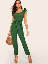 Load image into Gallery viewer, 80s Sweetheart Neck Ruffle Armhole Rolled Hem Jumpsuit