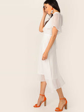 Load image into Gallery viewer, Mock-neck Knot Back Sheer Panel Dress