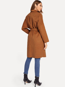 Drop Shoulder Drape Collar Wrap Coat