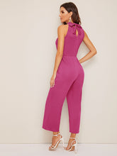 Load image into Gallery viewer, Tie Back Wide Leg Halter Neck Jumpsuit