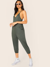 Load image into Gallery viewer, French Terry Racerback Sleeveless V-Neck Jumpsuit