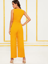 Load image into Gallery viewer, Zip Front Belted Wide Leg Jumpsuit