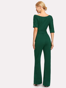 Button Detail Self Tie Jumpsuit