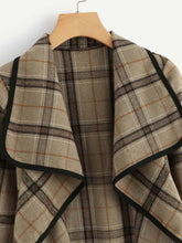 Load image into Gallery viewer, Plaid Waterfall Neck Jacket