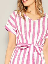 Load image into Gallery viewer, Block Striped Belt Dress