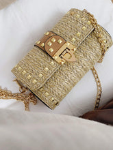 Load image into Gallery viewer, Studded Decor Woven Flap Chain Bag