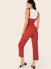 Load image into Gallery viewer, Buttoned Front Slant Pocket Pinafore Jumpsuit