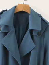 Load image into Gallery viewer, Self Tie Lapel Neck Buttoned Trench Coat