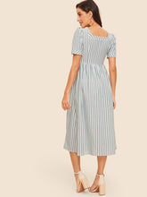 Load image into Gallery viewer, 50s Vertical-stripe Button Up Pocket Patched Dress