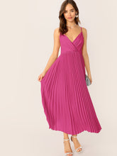 Load image into Gallery viewer, Surplice Neck Pleated Cami Dress