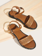 Load image into Gallery viewer, Braided Detail Buckle Strap Sandals