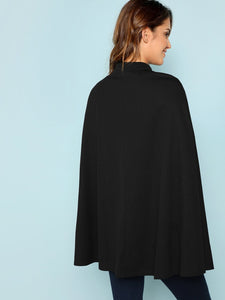 Double Button Mock Poncho Coat