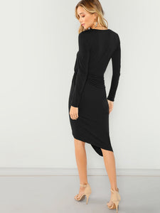 Twist Side Wrap Asymmetrical Dress