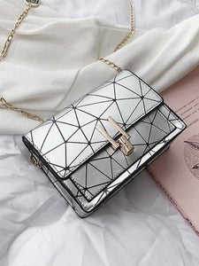 Geometric Print Chain Crossbody Bag