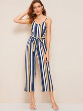 Load image into Gallery viewer, Striped Belted Cami Jumpsuit