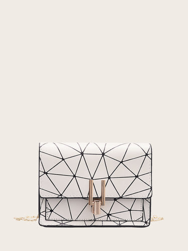 Geometric Print Chain Crossbody Bag