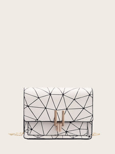 Geometric Print Chain Crossbody Bag