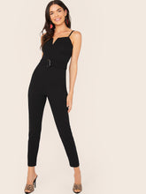 Load image into Gallery viewer, Notch Collar Slip Jumpsuit With Belt