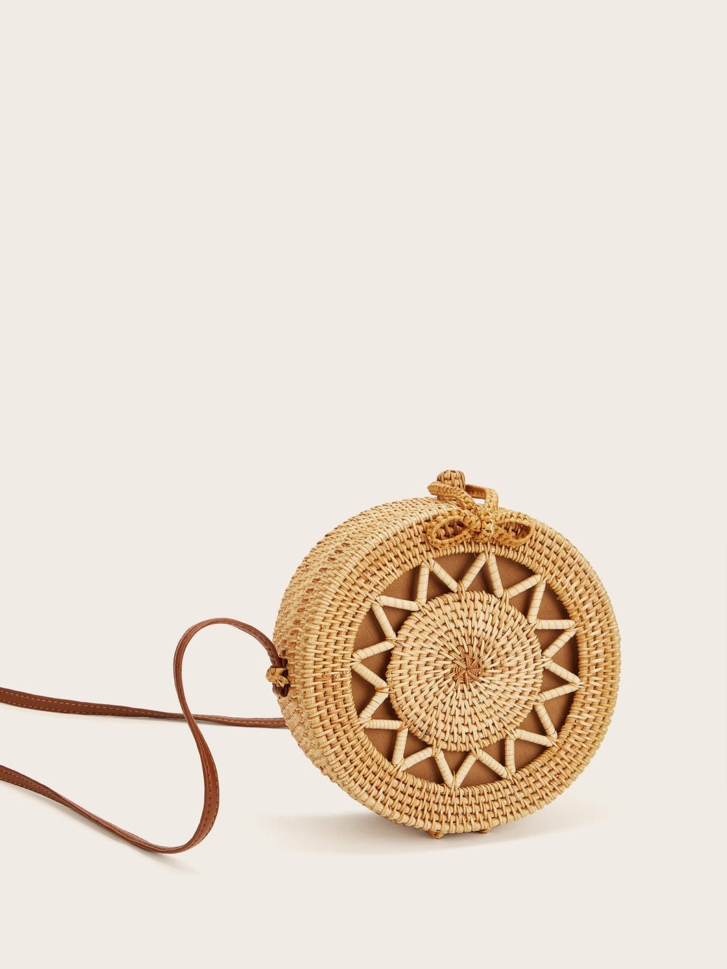 Straw Detail Round Crossbody Bag