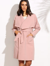 Load image into Gallery viewer, Drop Shoulder Drape Collar Wrap Coat