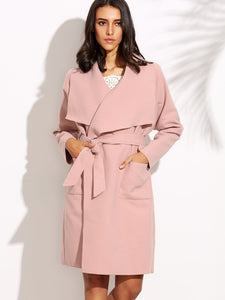 Drop Shoulder Drape Collar Wrap Coat