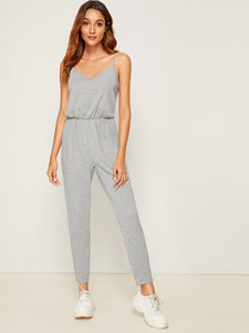 Solid Blouson Slip Jumpsuit