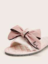 Load image into Gallery viewer, Bow Decor Quilted Detail Slippers