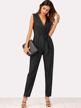 Load image into Gallery viewer, Zip Back Shawl Collar Knot Jumpsuit