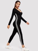 Load image into Gallery viewer, Striped Side Seam Backless Unitard Jumpsuit