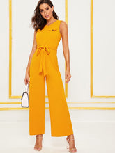 Load image into Gallery viewer, Zip Front Belted Wide Leg Jumpsuit