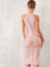 Load image into Gallery viewer, Adyce Zip Back Solid Halterneck Bandage Dress