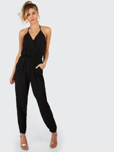 Load image into Gallery viewer, Surplice Self Tie Halter Jumpsuit