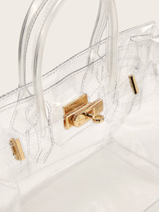 Metal Buckle Clear Tote Bag