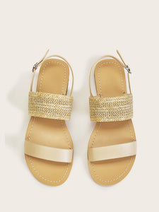 Open Toe Woven Slingback Sandals