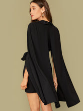 Load image into Gallery viewer, Shawl Collar Self Belted Cape Blazer  Dress