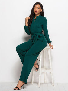 Tie Waist Shirt Detail Jumpsuit