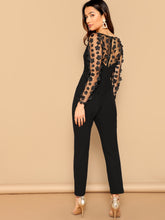 Load image into Gallery viewer, 3D Applique Mesh Sleeve Tailored Jumpsuit