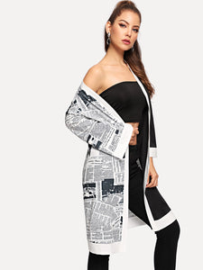 Letter Print Panel Outerwear