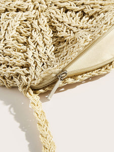 Tassel Detail Round Straw Crossbody Bag